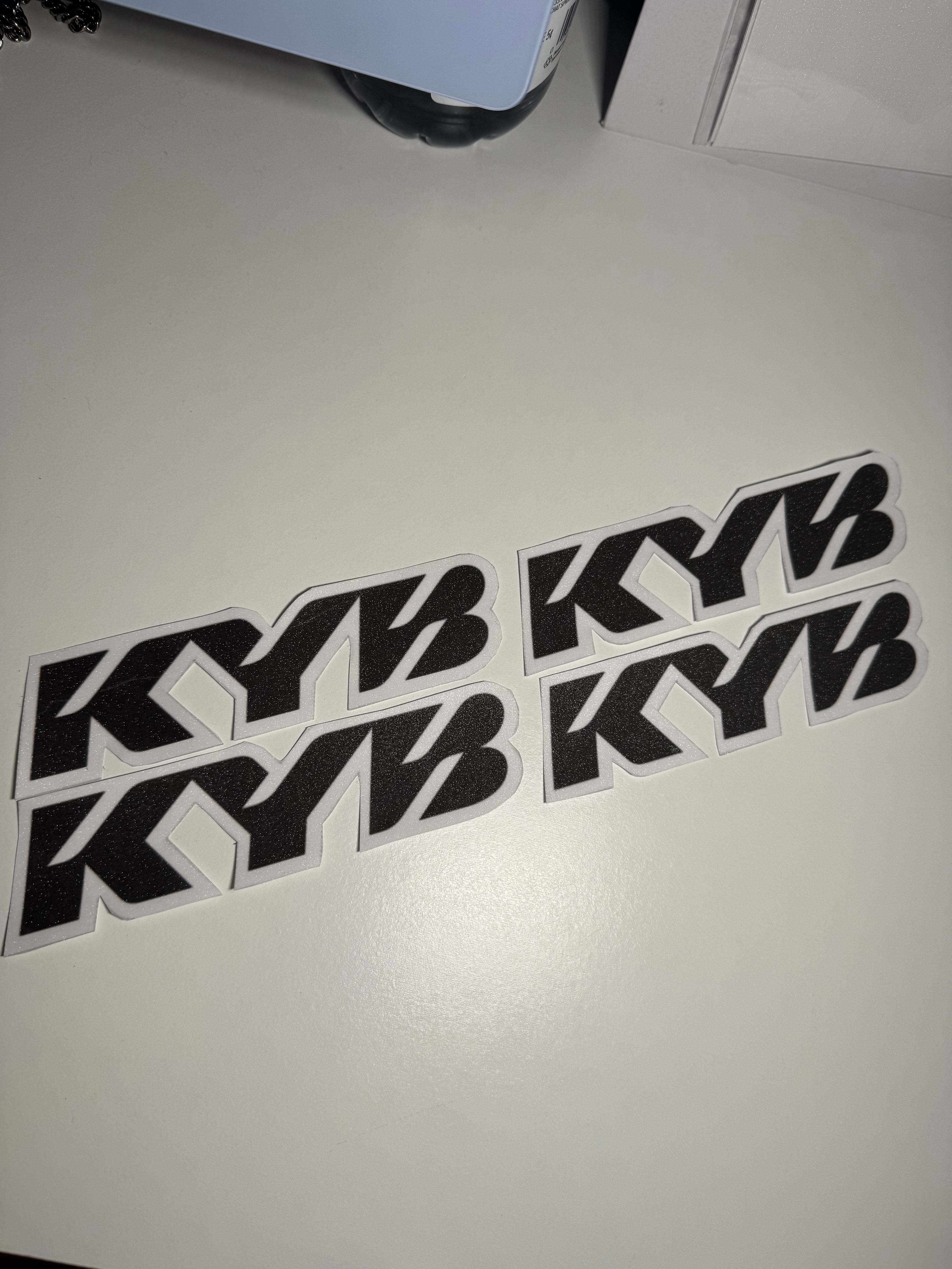 White KYB fork decals (Set of 2)